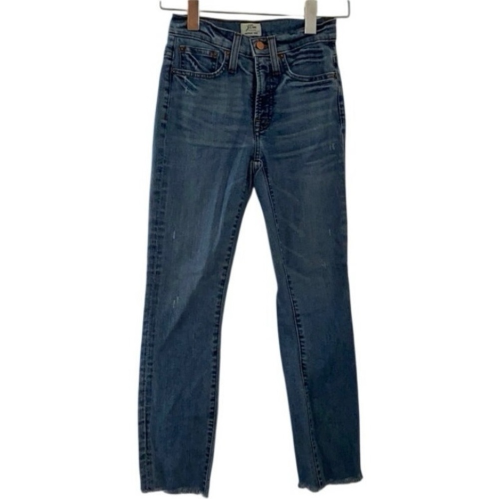 J. Crew Blue Vintage Crop Ankle Length Jeans Structured Cotton  Distressed Denim